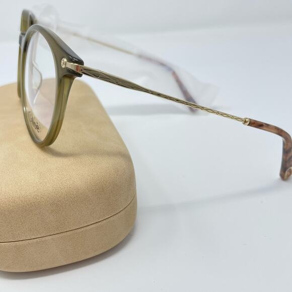 CHLOE 52mm frames Khaki green Mod Rectangle Full Plastic Rim filigree metal arms - Picture 5 of 16